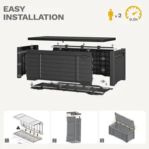 YITAHOME 100/120 Gallon Large Outdoor Storage Deck Box, Waterproof, Storage Bench with Lockable Lid for Patio, Pool Supplies, Garden Tools, Pillows, Easy Assembly