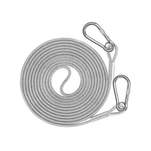 FireFang PTT0035 304 Stainless Steel Chew Proof Dog Tie Out Cable, Eco-Friendly Odorless Coated Heavy Duty Pet Leash With 360° Swivel Hook