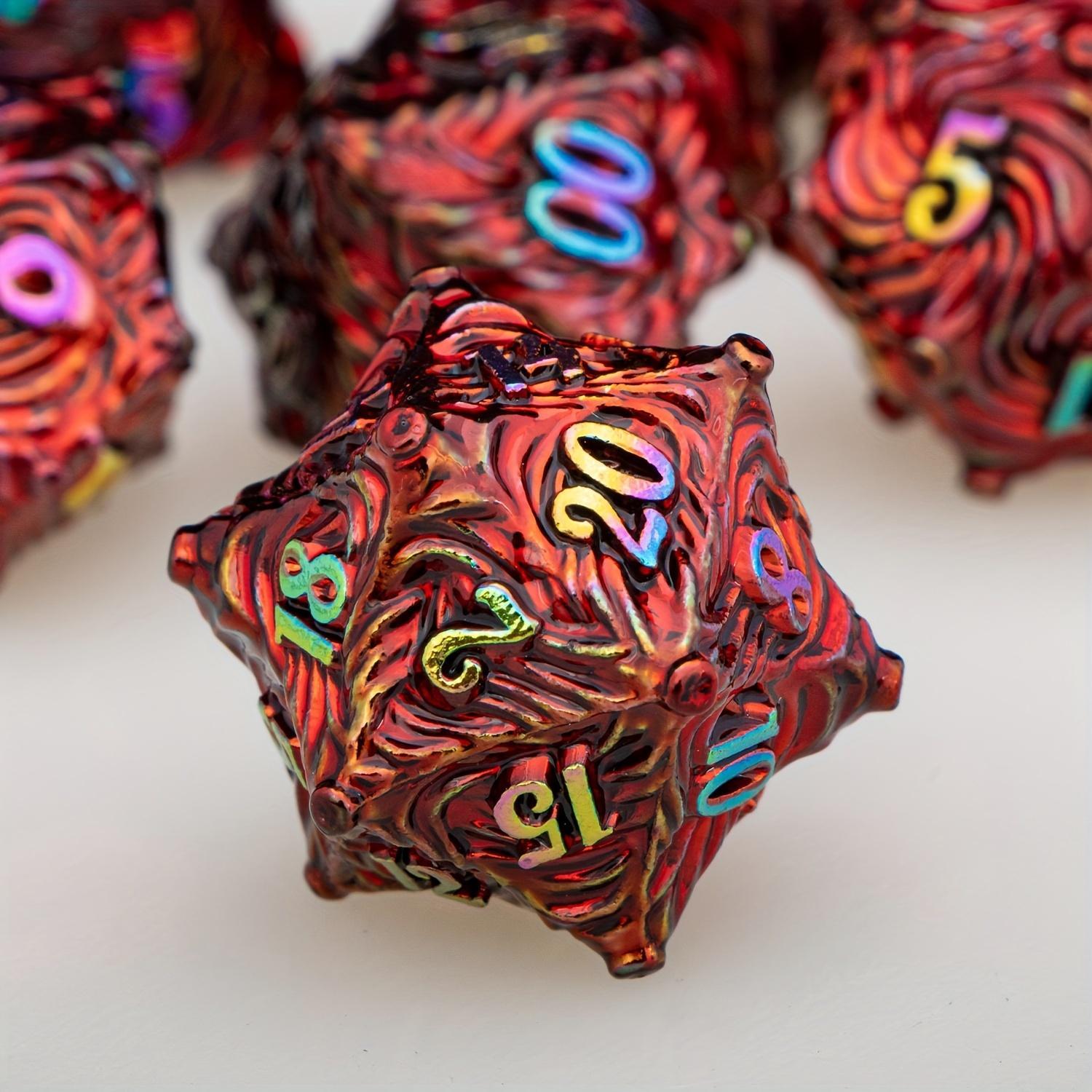 DND Metal Dice Set Blue Dungeons and Dragons Dice 7pcs Vortex Design D&D Dice Polyhedral Dice RPG D and D Role Playing Games Dice D20 D12 D10 D8 D6 D4