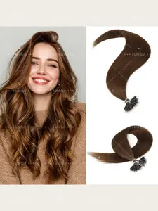 50 Strands Micro Beads Hair Extensions, Nano Ring Links, 9 Colors, Natural Straight, 30.48-50.8cm, Adds Volume and Length, Straight Hair Weave, Microbead Extensions, Blonde/Brown/Black