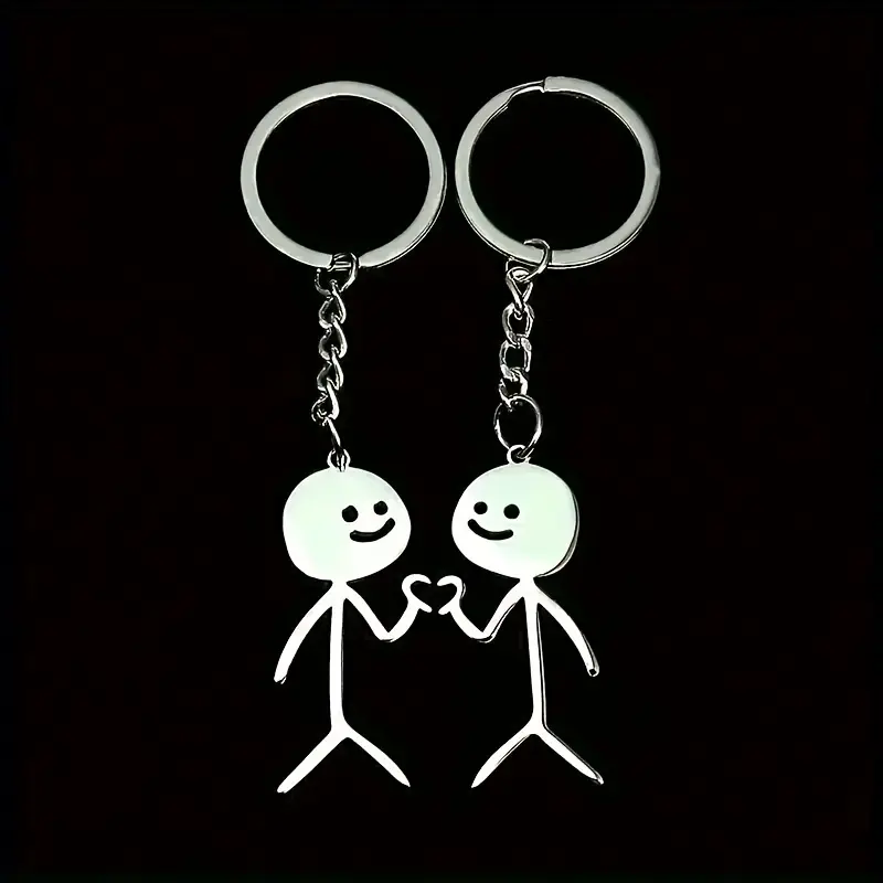 Stainless Steel Couple Interlocking Heart-Shaped Keychain Set, 2-Piece Buckle Keyrings, Silver Valentine’s Day Wedding Gift for Couples