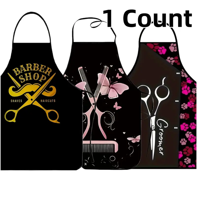 Groomer Pattern Polyester Apron, 1 Count Unisex Cooking Apron, Christmas Gift, Summer Apron for Women,Cool Apron,Nails Design Tool,Mother's Day Gift, Kitchen Essential, Chef Apron