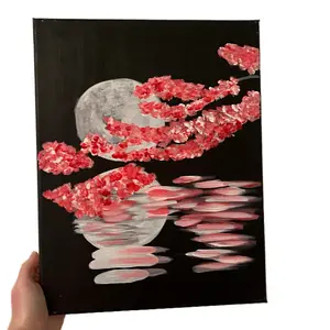 JACKIES.PAINTINGS + Japanese Cherry Blossoms Canvas Painting - Original Home Decor with Elegant Design bedroom wall accessories house