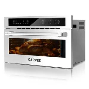 30 Inch Built-In Convection Microwave Wall Oven Combo – Air Fry – 1.6 Cu.Ft, 1700W – 6-Igniter Gas Cooktop, 106,500 BTU – Touch LCD – Triple-Layer Glass Drop-Down Door – Child Lock – Adjustable Controller – Stainless Steel – For Kitchen Cabinetry