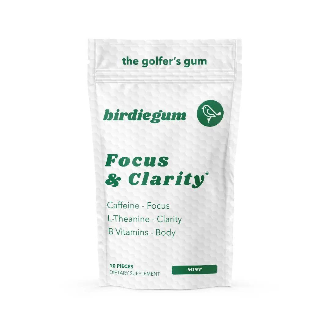 Birdiegum Golf Focus Gum, Mint, Sugar-Free with Caffeine, L-Theanine & B Vitamins for Steady Nerves & Calm Focus