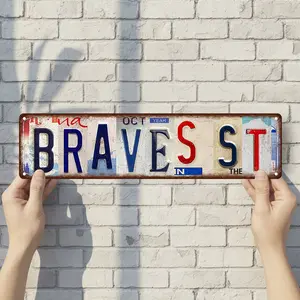 Braves St - Vintage Style Street Sign - Aluminum Wall Art & Room Decor for Garage Bar Bedroom Farmhouse Home - 16" x 4" Rust Free Metal Poster