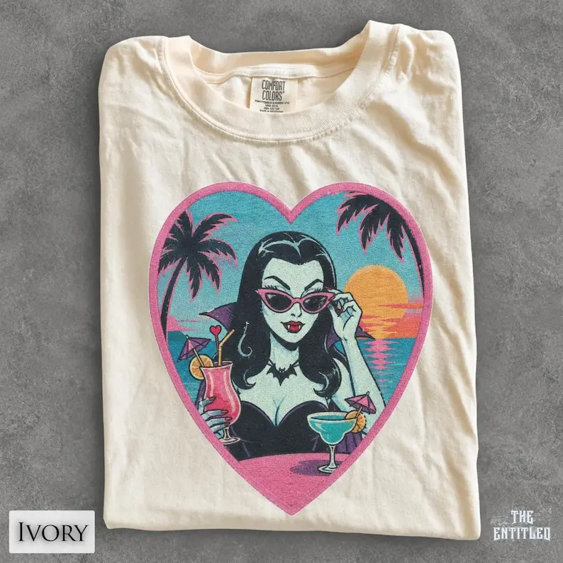 Summerween Vampire T-Shirt, Summer Party Vacation Tee, Girls Trip Tee, Summer Vacation Vampire Shirt, Gothic Summer Shirt, Goth Cruise Tee