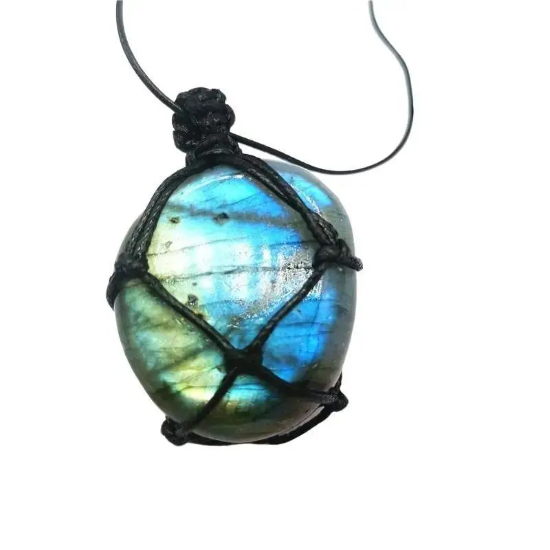 Natural Moonstone Labradorite Adjustable Stone Pendant Necklace