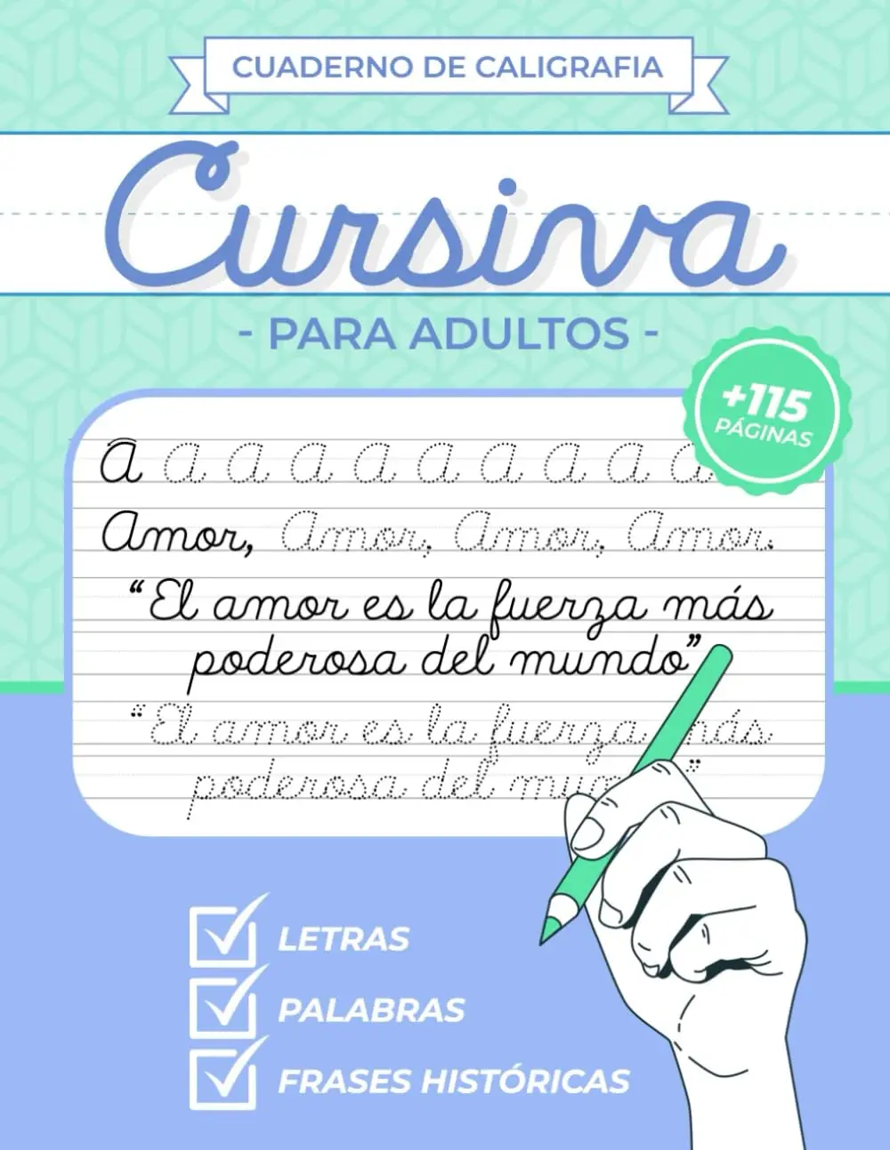 Cuaderno de Caligrafía Cursiva para Adultos | CaligrafÍa para adultos en español: Mejora tu caligrafía en letra cursiva con letras