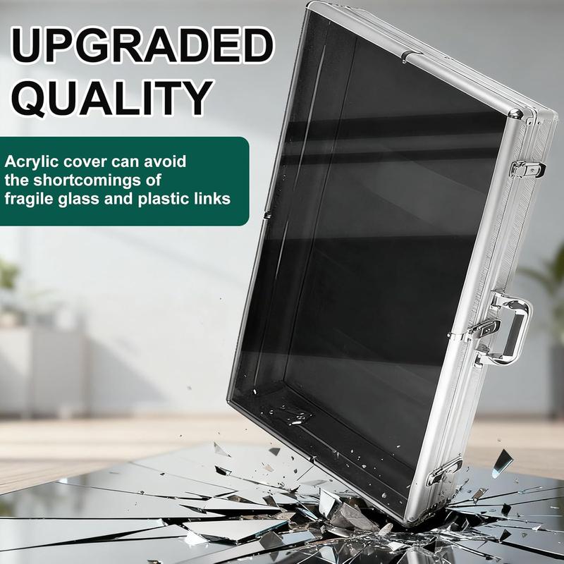 34"x22" Aluminum Acrylic Glass Show Display Case, Lockable Trading Card Show Case, Portable Trade Display Case with Handle, for Collectibles, Accessories, Sport Cards