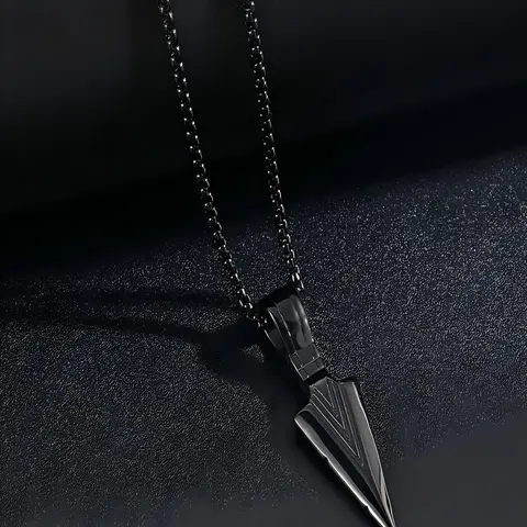 Punk Style Arrow Design Engraved Detail Pendant Necklace, Stainless Steel Necklaces, Stainless Steel Jewelry for Party, Daily Clothing Decor, Trendy All-match & Exquisite Chain Jewelry for Birthday Gift