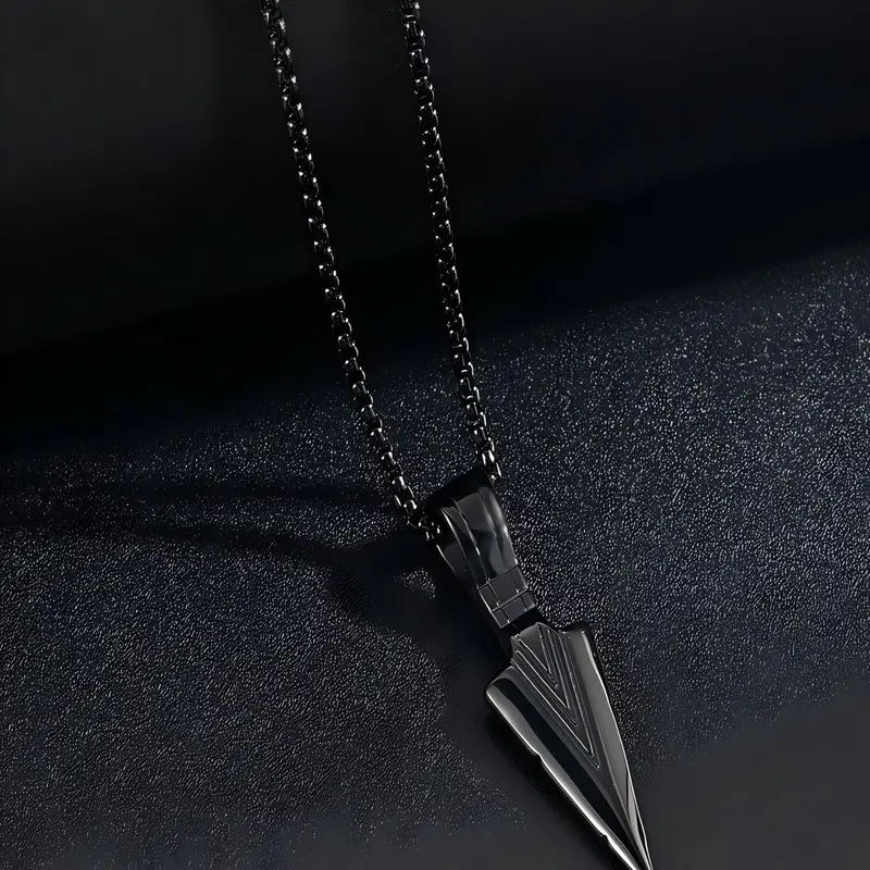 Punk Style Arrow Design Engraved Detail Pendant Necklace, Stainless Steel Necklaces, Stainless Steel Jewelry for Party, Daily Clothing Decor, Trendy All-match & Exquisite Chain Jewelry for Birthday Gift