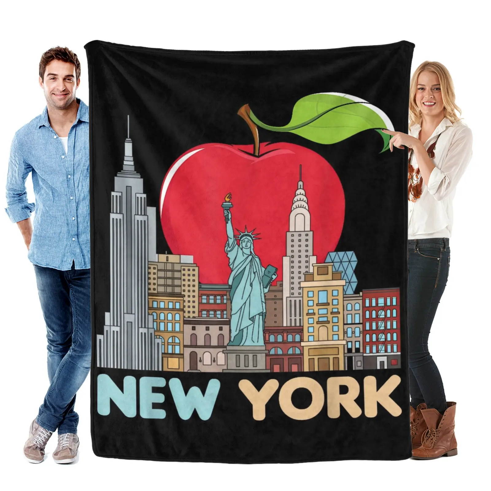 New York City Skyline Gift Big Apple State Souvenir NYC Flannel Blanket Soft Blanket for Sofa Couch Bed Camping Travel - Plush Warm Home Decor for All Seasons