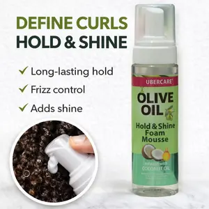 Lightweight Olive Oil Foam for Smooth, Shiny Braids, Hold & Shine Foam Mousse for Braids & Natural Hair, Creamy Curl Mousse
