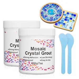 Mosaic  Grout Kit with Scraper, Mosaic  Sealant,  Decorate Tessellated Coasters, No Need to add Water,  for DIY Craft Projects & Tile Accessories (Translucent, 14oz)