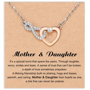 Dainty Heart-felt Infinity Heart Necklace for Mother Daughter Girlfriend Soulmate, inspirational message card gift