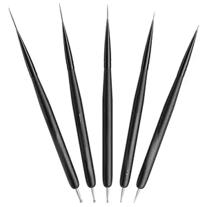 Nail Art Liner Brushes 5Pcs Dotting Pen Tools Nail Art Brushes Thin Liner Set(4/8/12/15/20 mm) for Long Lines, Thin Details Gel Polish Nail Paintings Double-End Nail Art Tools