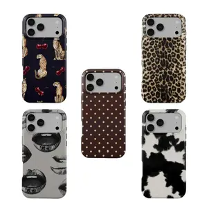 Burga Aesthetic Phone Case – Chic Cheetah Cherry Print, Leopard Pattern, Brown Polka Dots, Artistic Lips & Cow Print – Stylish Protective Cover for iPhone 17/16/15/14/13/12/11 Pro Max & Samsung Galaxy gift for her