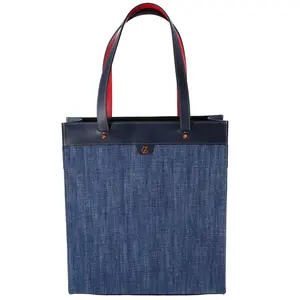 Pre-owned christian louboutin Denim Tote Bags Louis Tote Blue Solid Logo Rubber Leather