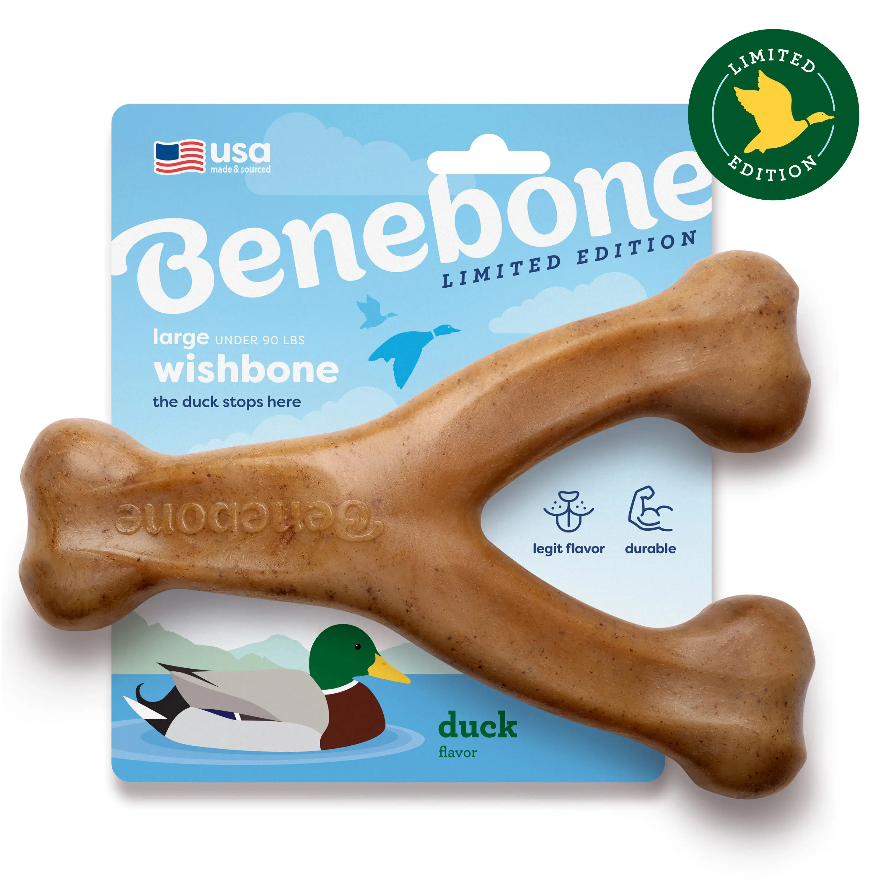 Duck Wishbone | Limited Edition Durable Dog Chew Toy | Real Flavor & Long-Lasting Play