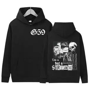 [Made in USA] G59 Hoodie – "Life Is But A Stream" Graphic Pullover, Dark Rap Streetwear Sweatshirt, Unisex Fan Merch for Men & Women Casual Jeans
