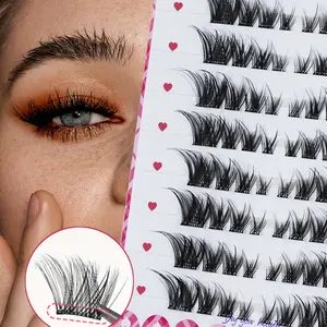 64pcs Eyelash Extension Self-Adhesive False Eyelashes, Fake Lashes, Eyelash Falsies, C Curl Fluffy Faux Mink Whispies, Easy Application for Beginners, Ideal for Friday Deals
