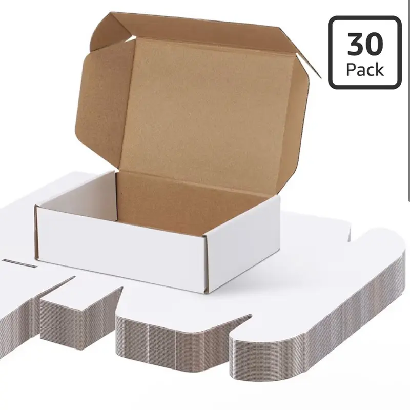 PHAREGE 7x5x2 Inch Shipping Boxes 30 Pack White, Tab Lock Tuck Top Mailer Boxes for Packaging Small Business, Cardboard Gift Boxes for Wrapping Mailing Present