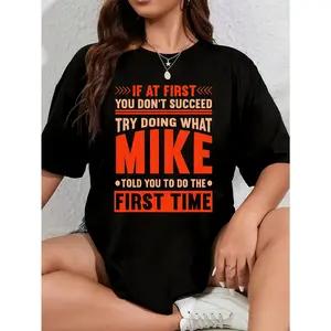 The World Needs More Mikes Quote Funny Mike Name Women's Plus Size 100% Polyester T-Shirt Shirt Casual 220g Funny Oversized Graphic Short Sleeve 1 pcs Tee Novelty Crew Neck Top