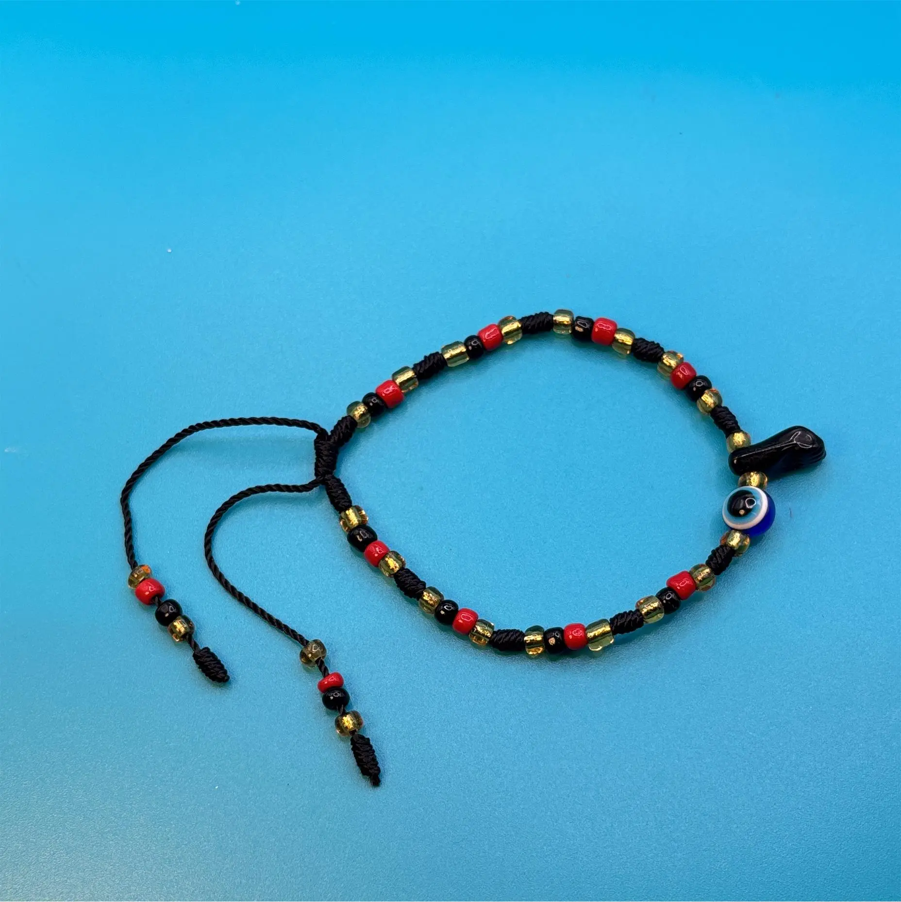 Azabache Evil Eye Protection Bracelet adjustable Black and Red, Fashion Bracelet, Bangle, Dual Protection, Unisex, Evil Eye Graphic Bracelets & Bangles