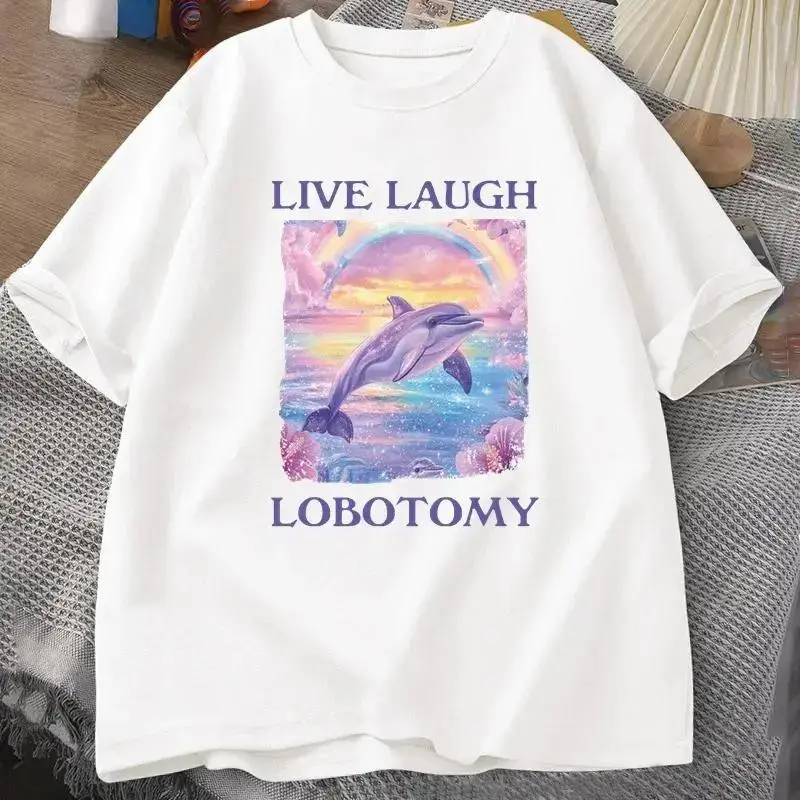 T Shirt Men Funny Dolphin Meme T-shirt Silly Weird Short Sleeve Tshirt Unisex Printed T-shirt Tops
