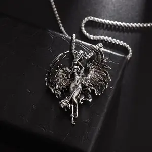 Angel Necklace Vintage Silver Jewelry Angel Wings Couple Men and Women Pendant Valentine's Day Gift