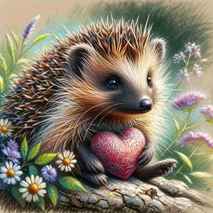 Cute Hedgehog Heart Flower Art Painting Diamond Painting 5D DIY Diamond Painting Kit Full Drill Square Round Diamonds Embroidery Cross Stitch Art Craft Home Wall Decor Unique Art Gift For Living Room Bedroom Office  Handmade Decorative Painting Set
