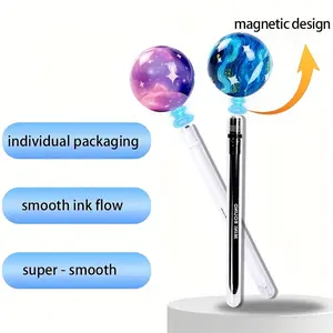 1Pcs Magnetic Floating Pen with 360° Rotating Base - 1pc Space-Themed Design, Smooth Ink Flow, Ergonomic Grip, Durable Plastic - Ideal for Office, School