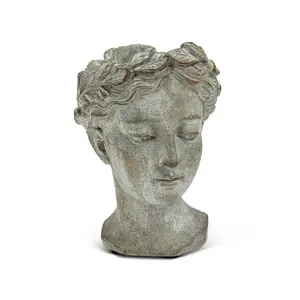 6.5 in. Extra Woman Head Planter, Grey - Small