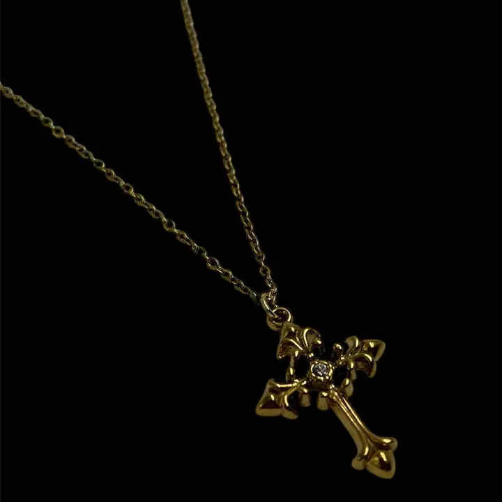Gold Fleur de lis Cross