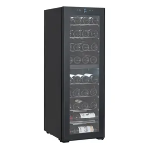 39 Bottle Double Zone Wine Refrigerator with Digital Touch Screen & LED Display, Free-Standing Cooler, Fast Cooling, Low Noise, Red/White Wine, Champagne and Beer, for Home Bar, Wine Cellar, Kitchen