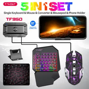 5-In-1 Half-Hand Gaming Keyboard & Mouse Set, 35-Key Pubg Wired Mechanical RGB Backlit Keyboard with Armrest, Compatible with Android iOS