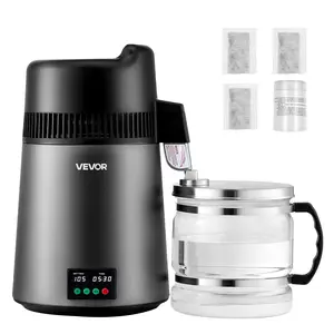 【DealsForYouDays】VEVOR Water Distiller, 6L 1.6 Gallon Larger Pure Water Purifier Filter For Home Table Countertop, 900W Glass Pot Distilled Maker, Stainless Steel Interior Drinking Machine to Make Clean Waters