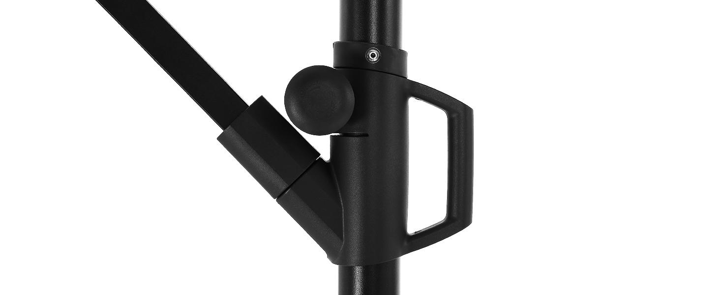 10ft Solar Lights Offset Cantilever Patio Umbrella - with Light and Base, LED Lighted Offset Hanging Patio Outdoor Market Umbrella UPF50+ UV Protection with Easy Tilt and Crank for Pool Deck & Garden