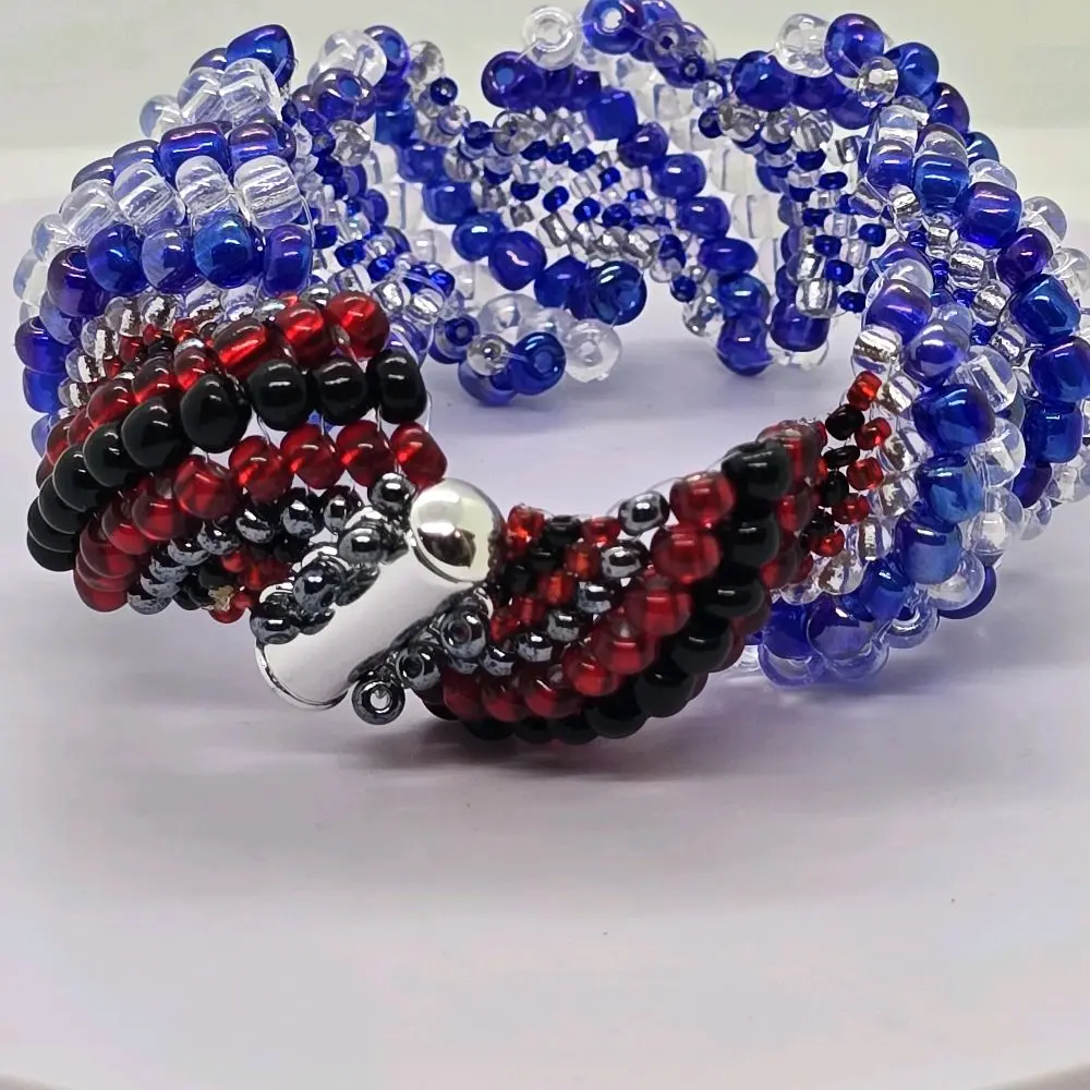 Orisha Yemaya with Elegua Beaded Bracelet - Colorful Beads Design - Pulsera para Orisha Yemaya con Elegua