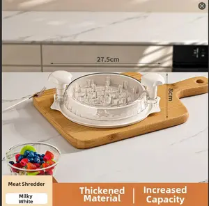 Manual meat shredder with a widened base and non-slip mat. BPA-free, easy to clean, suitable for chicken breast mincer, rotary mince chopper tool, meat grinder, applicable to pork, beef, and chicken