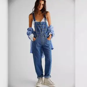 Utility Denim Twill Jumpsuit Overalls - Comfortable and Adjustable