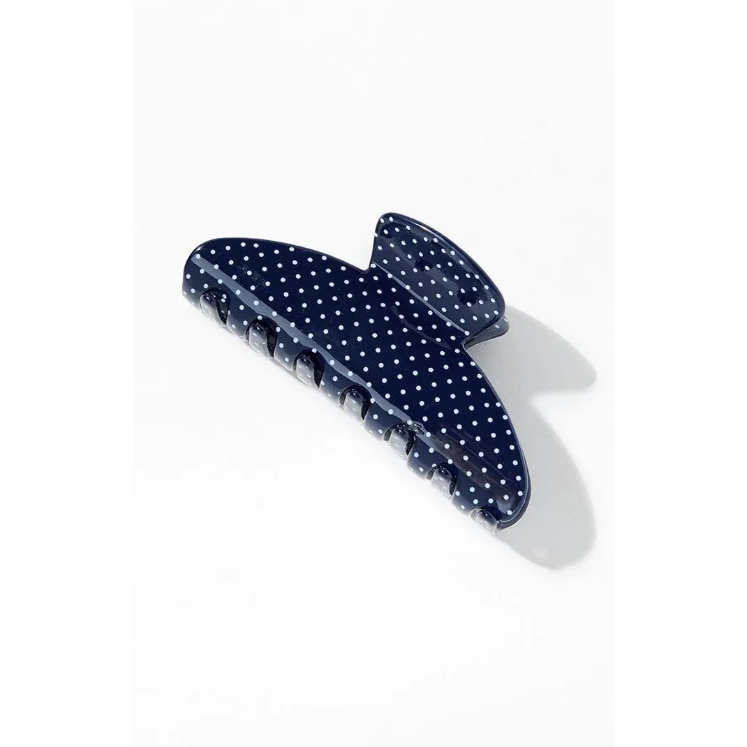 John Galt Women's Navy Polka Dot Hair Claw Clip John Galt Women's Navy Polka Dot Hair Claw Clip