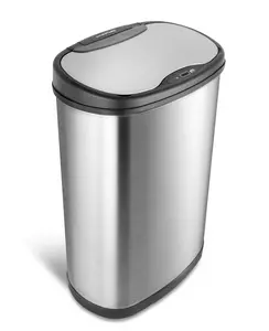 Nine Stars Automatic Kitchen Trash Can, 13 Gallon Stainless Steel, Motion Sensor Hands free Soft Close Lid Garbage Bin, Silver
