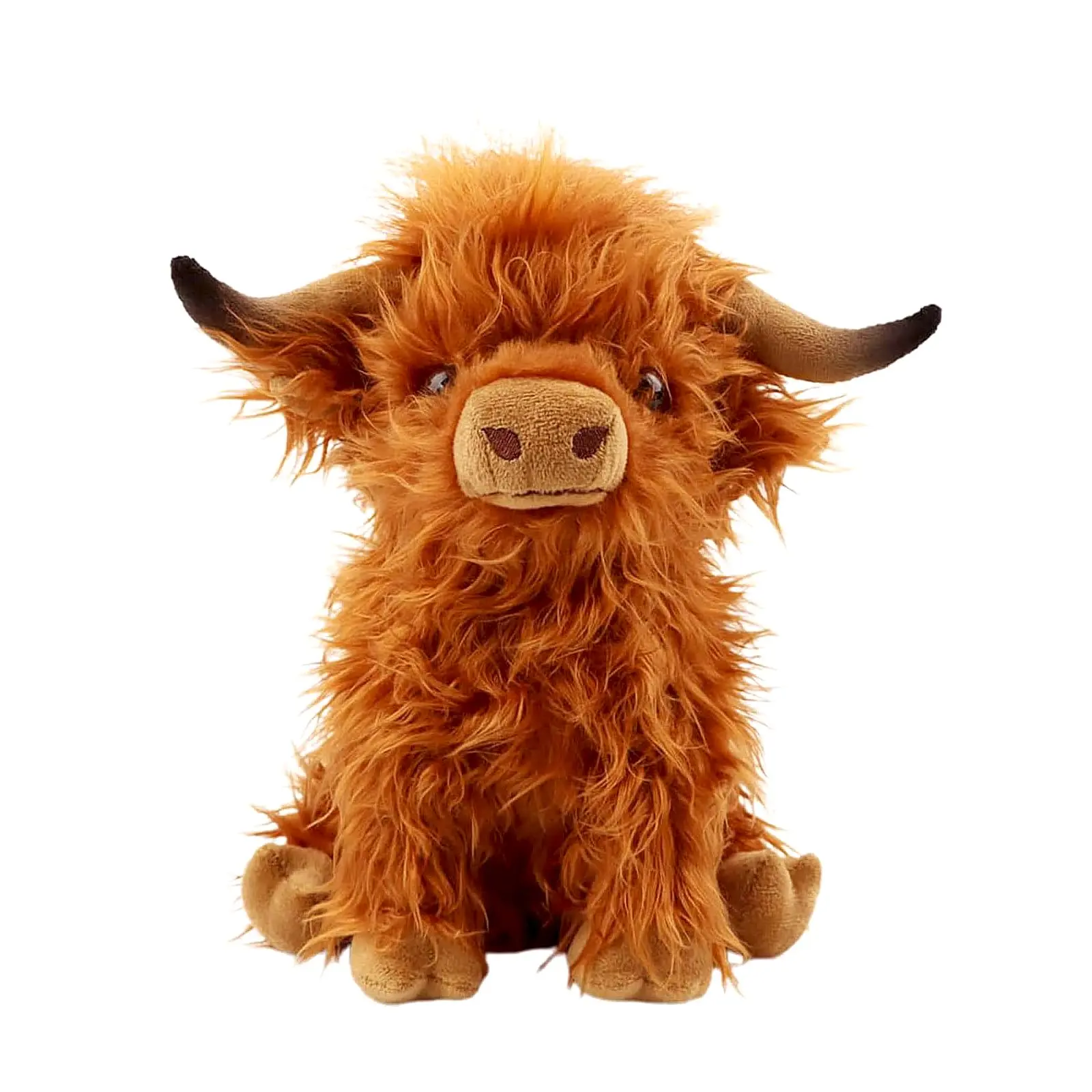 10.5 inches Highland Cows Stuffed Animals, Cute Fluffy Cow Plush Figure Toys Realistic Highland Cattle Plush Decor for Kids Baby Girls Boys plushies