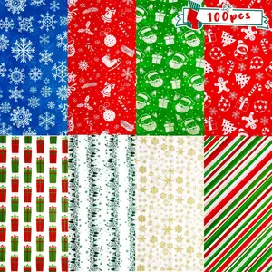 100 Sheets Christmas Tissue Paper, 20 x 14 Inch Gift Wrapping Paper Tissue Paper for Gift Bags Tissue Paper for Gift Wrapping Boxes Treat Bags