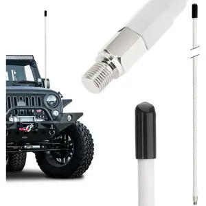 CB Radio Antenna Whip Fiberglass Antennas Kit Long Range White 2’ Foot 27MHz Heavy Duty 1000 Watt Antenna for Mobile Car Vehicle Truck CB Radio