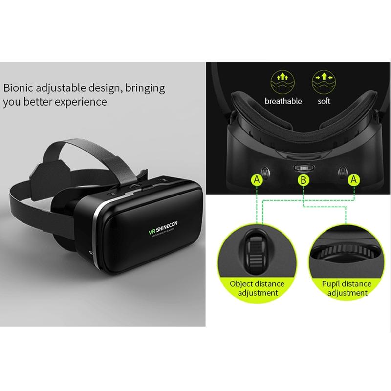 VR Glasses, 3D Virtual Reality Glasses, Head-mounted Adjustable Lens VR Glasses, Mobile Phone VR Goggles, Headset Helmet for iPhone Android Smartphone, VR Headsets