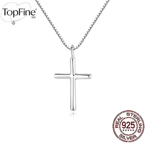925 Sterling Silvery 2.1g/0.0740z Hypoallergenic Fashion Simple Minimalist Cross Glossy Pendant Necklace Religious Neck Jewelry Small Jewelry Gift for Men and Women Clavicle Chain Christmas Easter Holiday Birthday Gift Party Daily Decoration