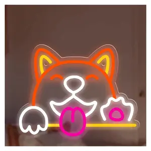 Sign Illuminated Dog Neon Sign Corgi Led Light For Pet Shop Art Wall Decoration Cute Animal For Party Holidays Families Decor Sign Illuminated